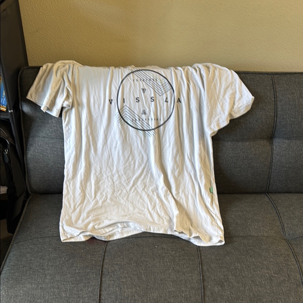 VISSLA White Tee with Circular Graphic